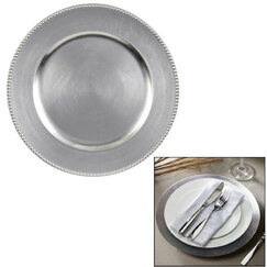 Silver Plastic Charger Plate