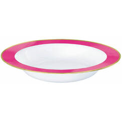 Bright Pink & Gold Trim Plastic Bowls - pk10