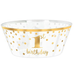 Gold 1st Birthday Clear Serving Bowl
