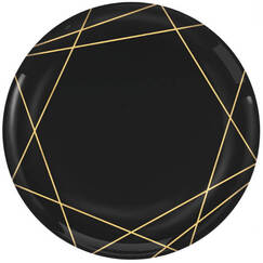 Black Gold Plastic Plates (26cm) - pk10
