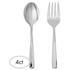 Silver Serving Forks & Spoons - 2 Sets