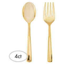 Gold Serving Forks & Spoons - 2 Sets