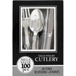 Silver Plastic Cutlery - Value Pack 100