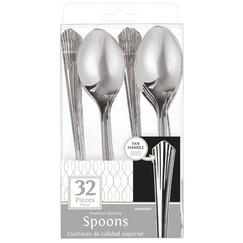 Silver Fan Handle Plastic Spoons - pk32