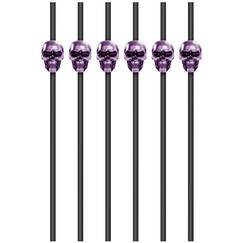 Purple Skulls On Black Straws - pk6