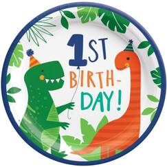 Dino-Mite 1st Birthday Plates - pk8