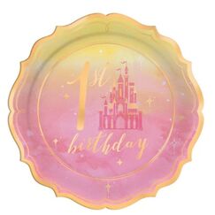 1st Birthday Castle Plates - pk8