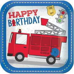 Fire Truck Birthday Plates (pk8)