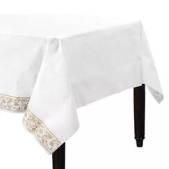 White Tablecloth With Gold Trim