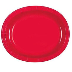 Red Oval Paper Plates (30cm) - pk20