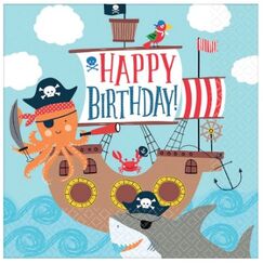 Pirate Shark Birthday Napkins (pk16)
