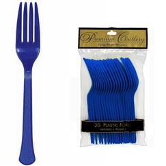 Royal Blue Re-usable Plastic Forks - pk20