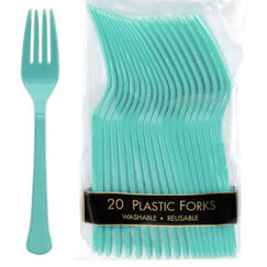 Robins Egg Re-usable Plastic Forks - pk20