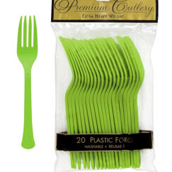 Lime Green Re-usable Plastic Forks  pk20