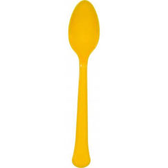 Yellow Re-usable Plastic Spoons - pk20