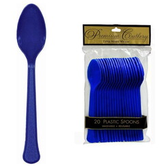 Royal Blue Re-usable Plastic Spoons - pk20