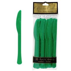 Festive Green Re-usable Plastic Knives - pk20