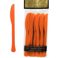 Orange Re-usable Plastic Knives - pk20