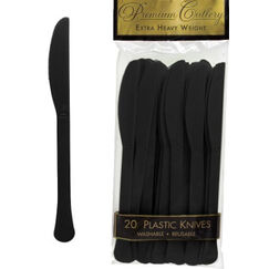 Black  Re-usable Plastic Knives - pk20