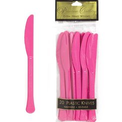Bright Pink Re-usable Plastic Knives - pk20