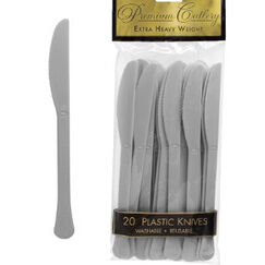 Silver Re-usable Plastic Knives - pk20