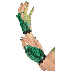 Green Dragon Scales Fingerless Gloves - Adult