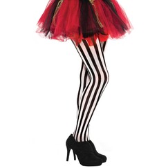 Black And White Stripe Tights - Adult