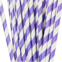 Purple White Stripe Paper Straws (pk24)