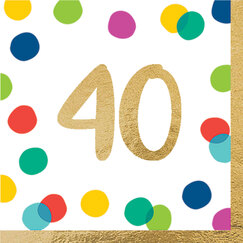 40 Birthday Dots Napkins - pk16