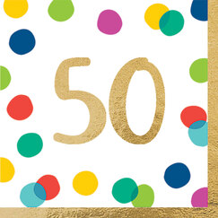 50 Birthday Dots Napkins - pk16