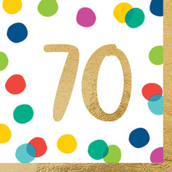 70 Birthday Dots Napkins - pk16