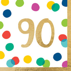 90 Birthday Dots Napkins - pk16
