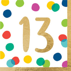 13 Birthday Dots Napkins - pk16