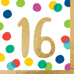 16 Birthday Dots Napkins - pk16