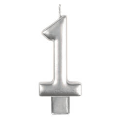 Number 1 Silver Candle