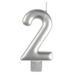 Number 2 Silver Candle