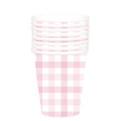 Pastel Pink Gingham Cups (pk8)