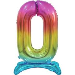 Rainbow Number 0 Standing Balloon (76cm)
