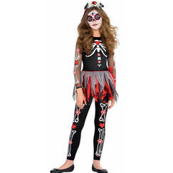 Scared To The Bone Costume Girl 5-7 Yrs