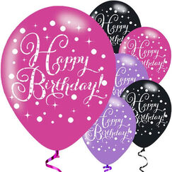 Sparkling Pink Birthday Balloons - pk6
