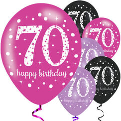 Sparkling Pink 70 Birthday Balloons - pk6