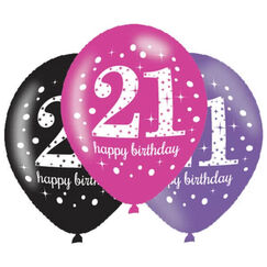 Sparkling Pink 21st Balloons - pk6