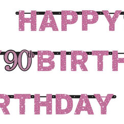 Sparkling Pink 90 Birthday Banner