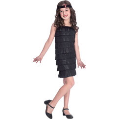 Black Flapper Costume Child 6-8 Years