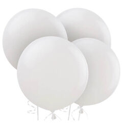 White 60cm Round Balloons - pk4