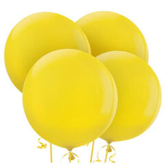 Yellow 60cm Round Balloons - pk4