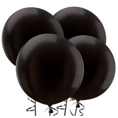 Black 60cm Round Balloons - pk4