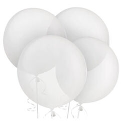 CLEAR 60cm Round Balloons - pk4