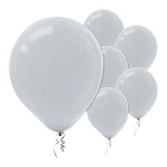 Silver 12cm Pearl Balloons - pk50