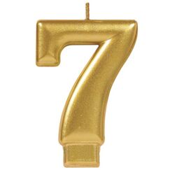 Number 7 Metallic Gold Candle